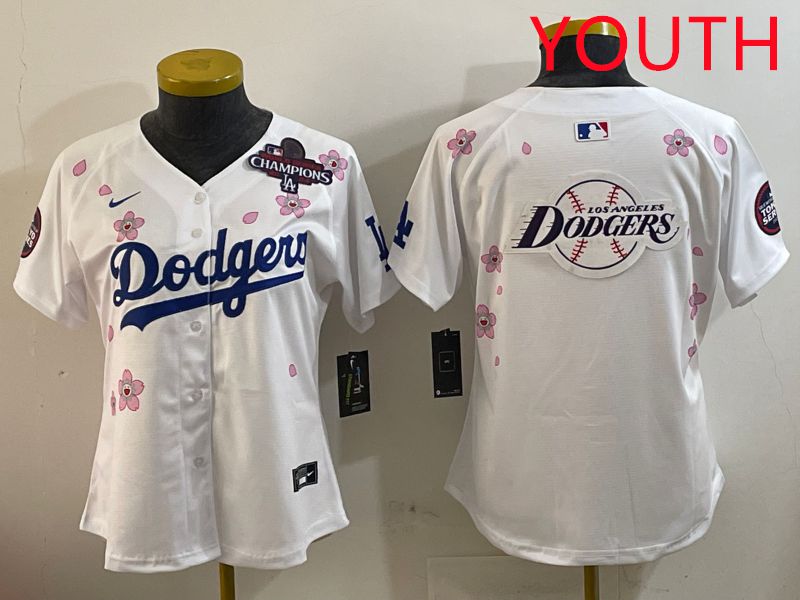 Youth Los Angeles Dodgers Blank White Sakura Edition 2025 Nike MLB Jersey style 26